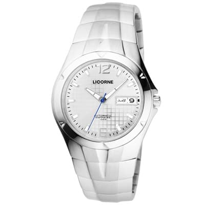 LICORNE 焦點未來都會時尚機械腕錶-銀白/37mm
