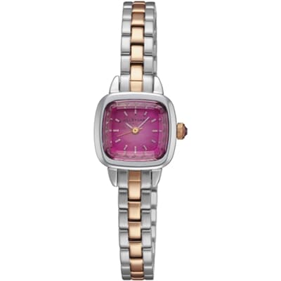 JILL STUART Ring Square優雅時尚方型腕錶-玫瑰紅x雙色版/19mm