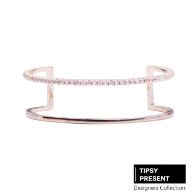 微醺禮物 韓製 手環 鋯石 鍍16K金 時尚雙環 開口式