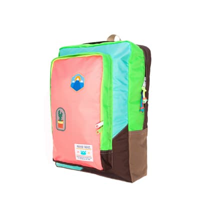 MOKUYOBI/Flyer Packs/L.A空運旅行必備多功能筆電電鏽章後背包-粉橘色